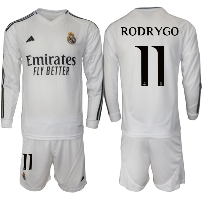 Men 2024-2025 Club Real Madrid home Long Sleeves White #11 Soccer Jersey